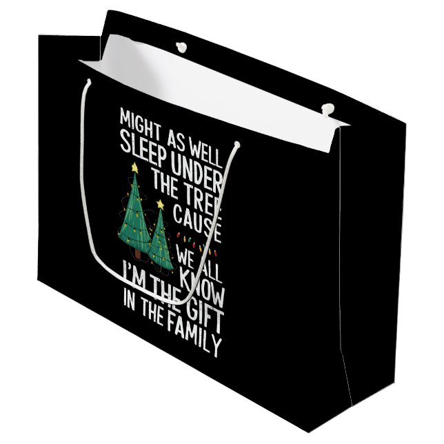 Schlaf auch unter dem Baumweihnachtsgeschenk Große Geschenktüte (Vorderseite Schrägansicht)