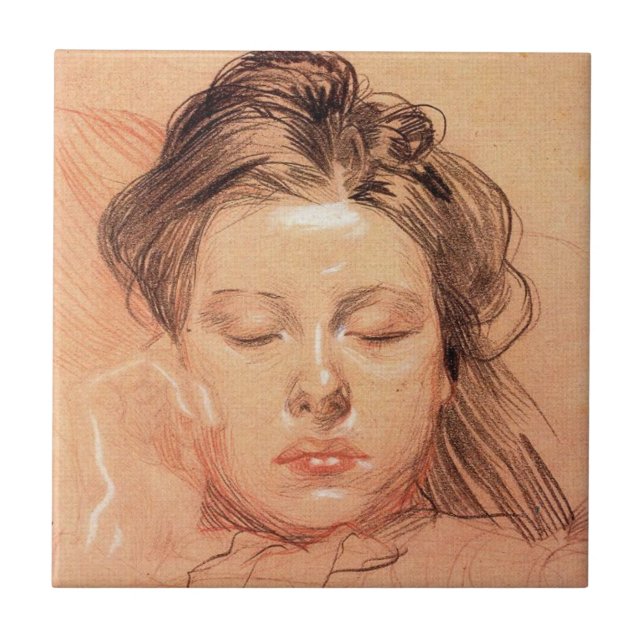 Schlaf für Mädchen (von Frantisek Kupka) Fliese (Vorderseite)