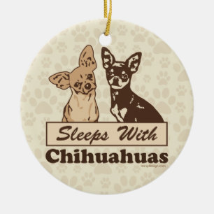 Schlaf mit Chihuahua Keramik Ornament