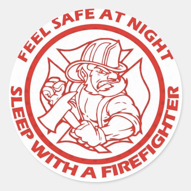 Schlaf mit einem Feuerwehrmann! Runder Aufkleber (Vorderseite)
