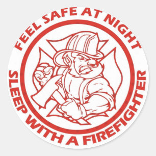 Schlaf mit einem Feuerwehrmann! Runder Aufkleber