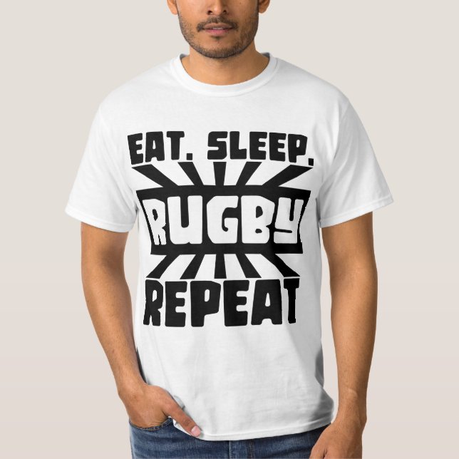 Schlaf Rugby wiederholen T-Shirt (Vorderseite)