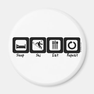 Schlaf-Ski essen Wiederholung Magnet