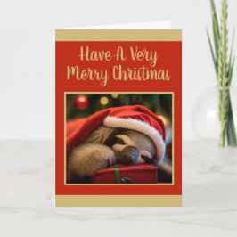 Schlaf Sloth Tragen Weihnachtsfeiertag Karte