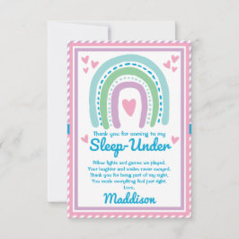 Schlaf unter halbem Schlaf über Regenbogen Dankeskarte