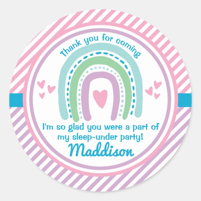 Schlaf unter halbem Schlaf über Regenbogen Runder Aufkleber (Vorderseite)