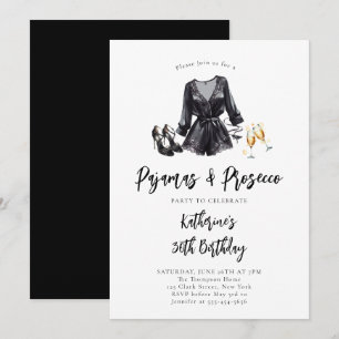Schlafanzug Prosecco-PJ-Party Schwarz Chic 30. Geb Einladung