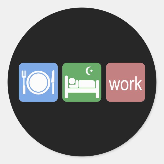 Schlafarbeit essen runder aufkleber (Vorderseite)