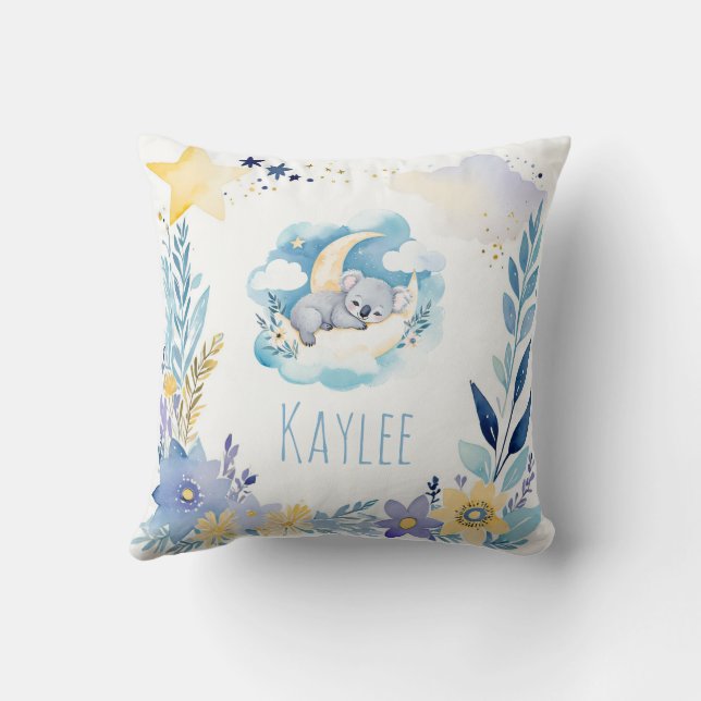 Schlafbaby Koala Boho Name Kinderzimmer Pillow Kissen (Rückseite)