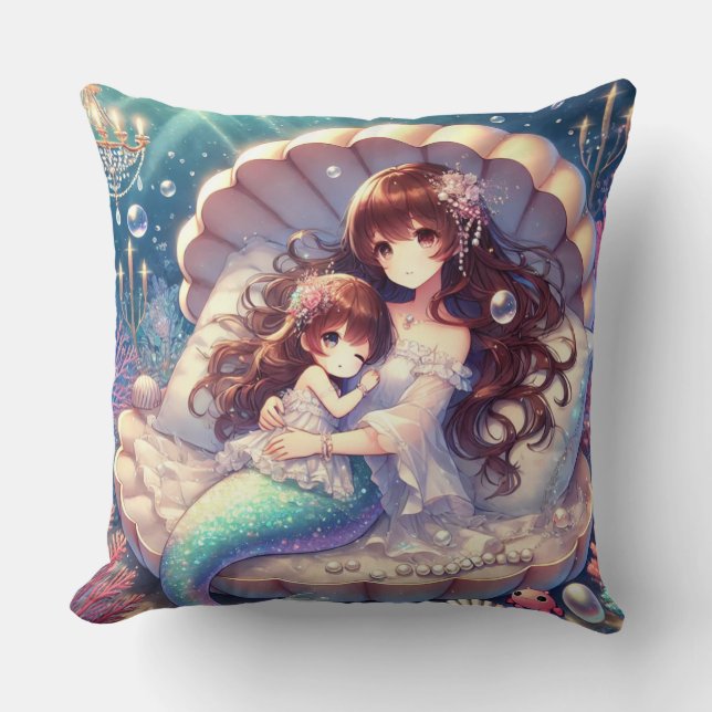 Schlafbaby Mädchen Mermaid Square Kissen (Vorderseite)
