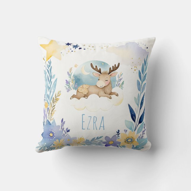Schlafbaby Moose Boho Name Kinderzimmer Kissen (Rückseite)