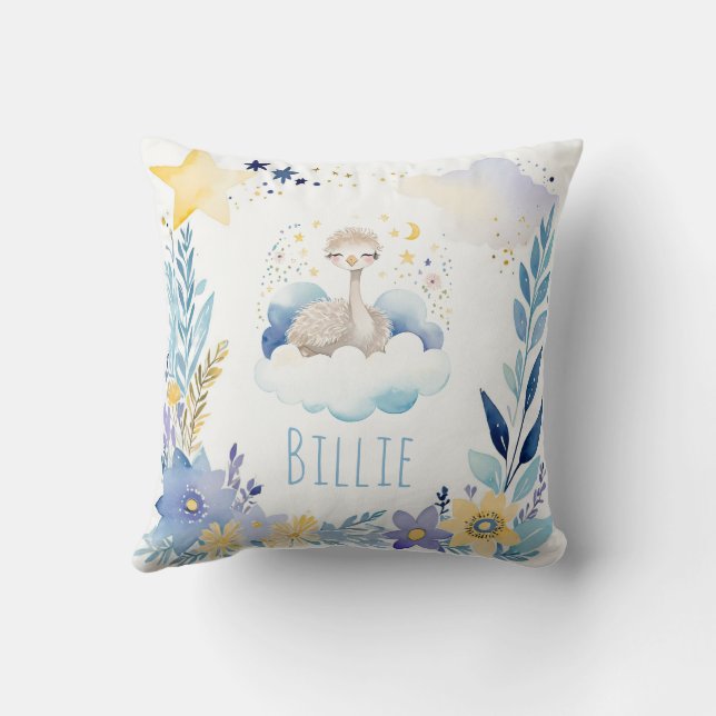 Schlafbaby Ostrich Boho Name Kinderzimmer Kissen (Rückseite)