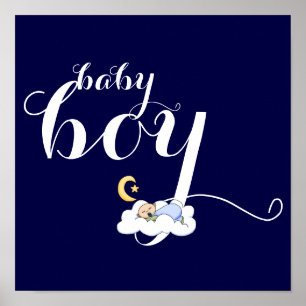 Schlafbabys Typografie marineblaue blaues Kinderzi Poster