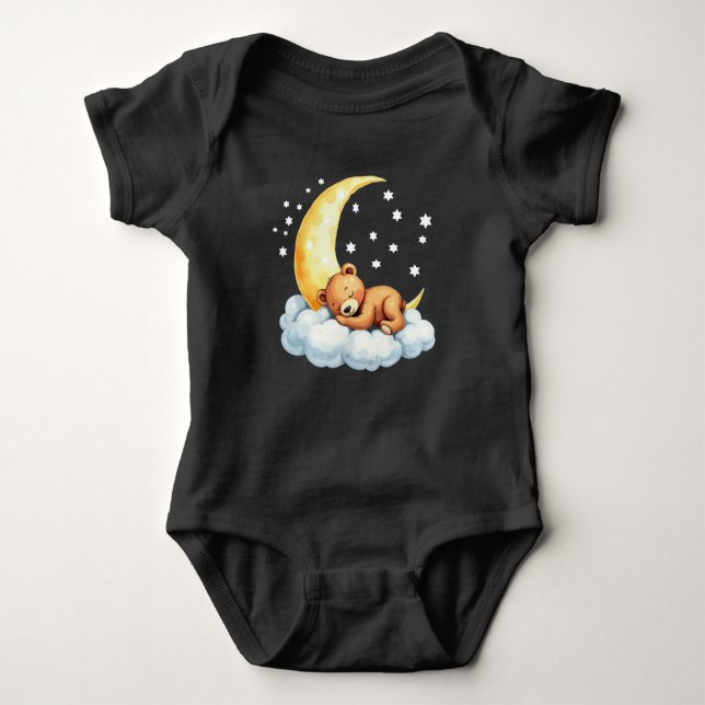 Schlafbär, Bär auf dem Mond, Baby Bodysuit Baby Strampler (Vorderseite)