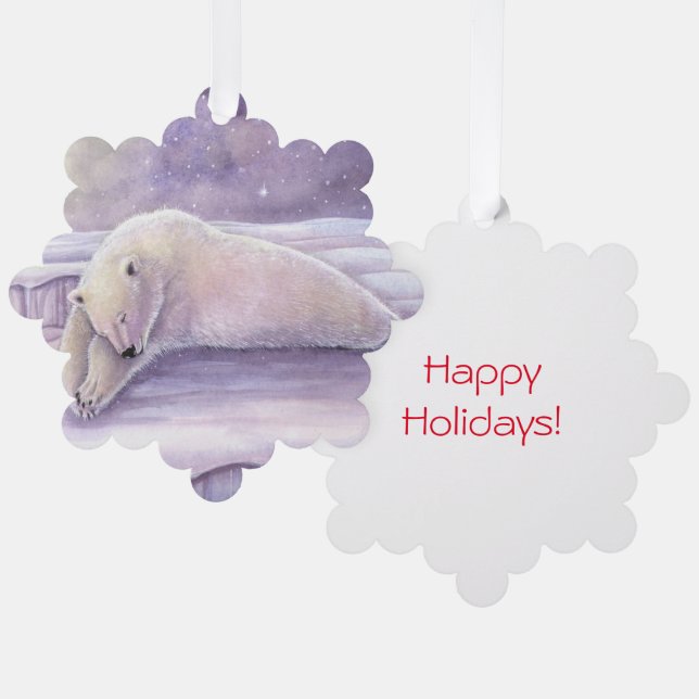 Schlafbär Polar Bär Weihnachtskunst Ornament Karte (Vorderseite/Rückseite)