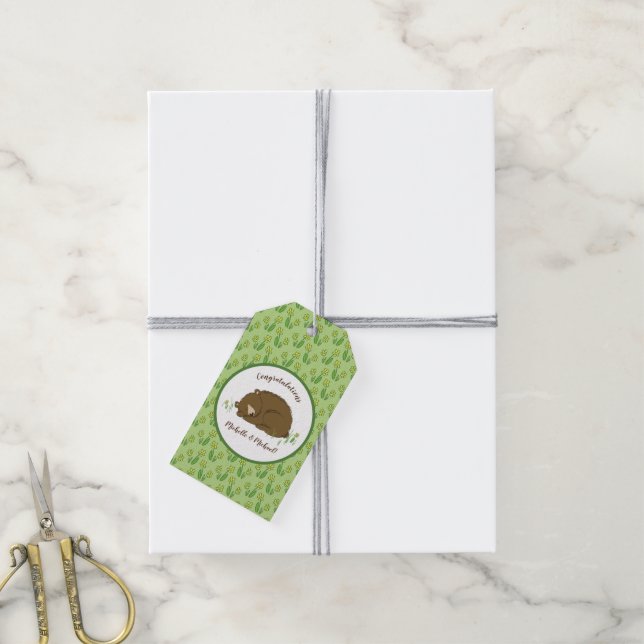 Schlafbärendusche Woodland Geschenkanhänger (Mit Garn)