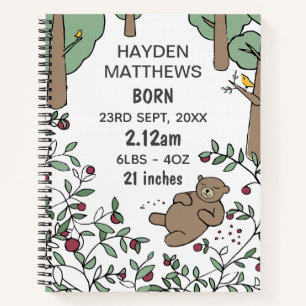 Schlafbärenwald Personalisiert Baby Journal Notizbuch