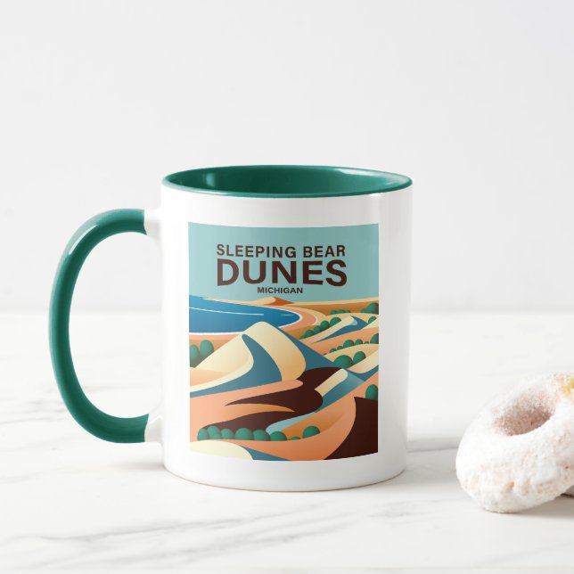 Schlafbear Dunes Michigan Tasse (Mit Donut)