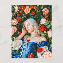 Schlafbehagen unter Rose Postkarte