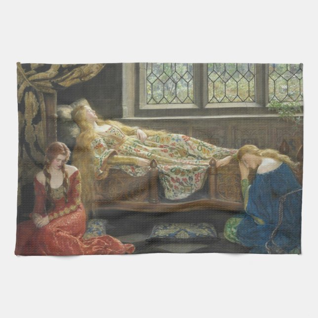 Schlafbehagen (von John Collier) Geschirrtuch (Horizontal)