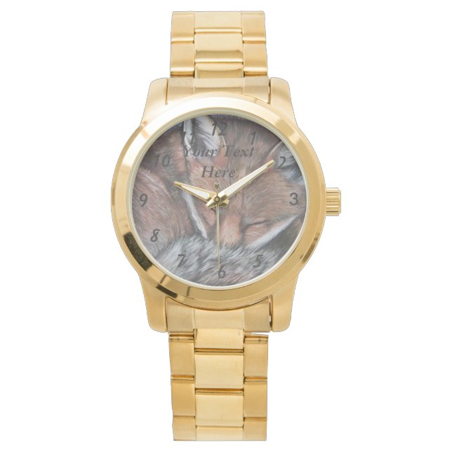 Schlafbild niedlicher Wildtiere Armbanduhr (Vorderseite)