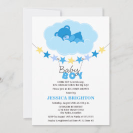 Schlafboy Teddy Bear in Cloud Baby Dusche Einladung