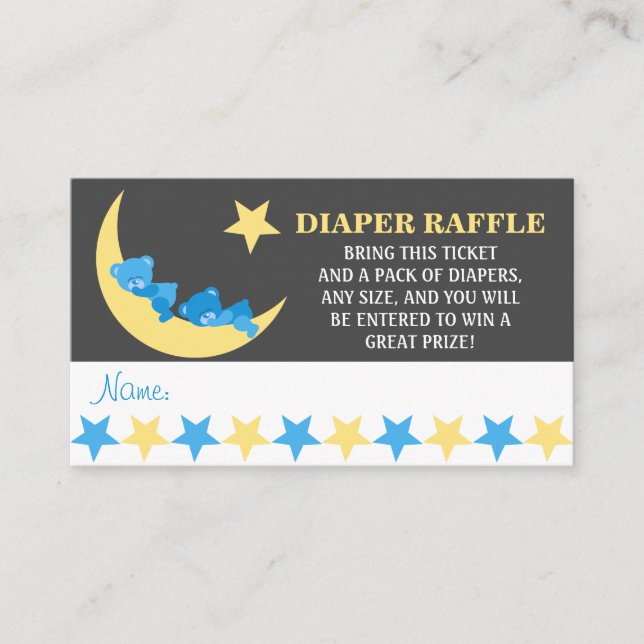 Schlafboy Teddy Bears Diaper Raffeln Tickets Begleitkarte (Vorderseite)