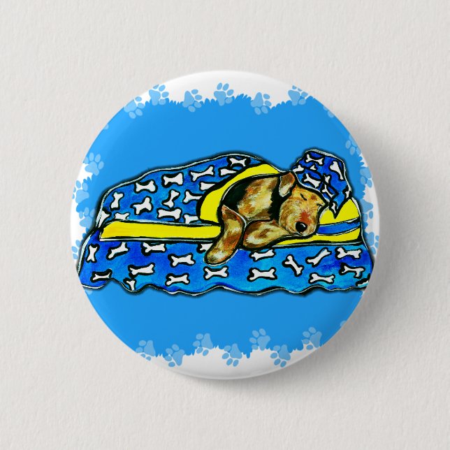 Schlafen Airedale Button (Vorderseite)