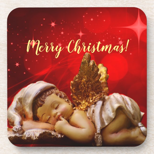 Schlafen Angel Baby Jesus Weihnachten Getränkeuntersetzer (Vorderseite)