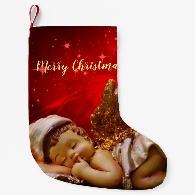 Schlafen Angel Baby Jesus Weihnachten Kleiner Weihnachtsstrumpf (Vorderseite)
