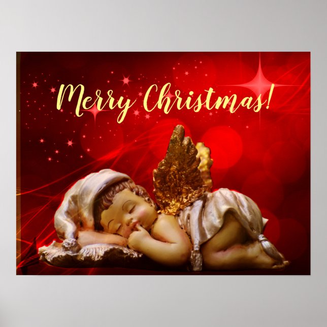 Schlafen Angel Baby Jesus Weihnachten Poster (Vorne)