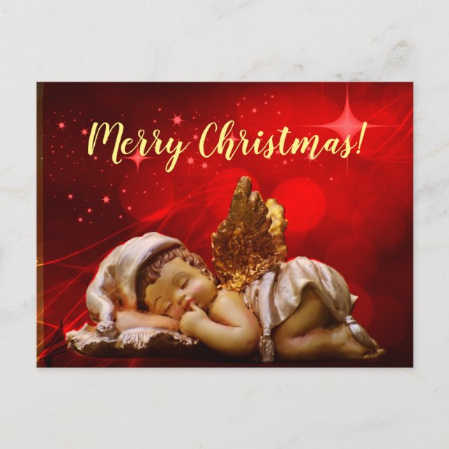 Schlafen Angel Baby Jesus Weihnachten Postkarte (Vorderseite)