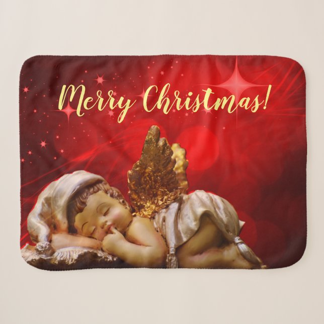 Schlafen Angel Baby Jesus Weihnachten Sherpadecke (Vorderseite (Horizontal))