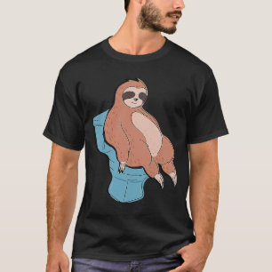 Schlafen auf Toilette Niedliche Lazy Sloth T-Shirt