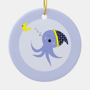 Schlafen Blauer Kraken Keramik Ornament