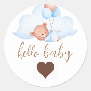 Schlafen Brown Bear and Cloud Baby Dusche Runder Aufkleber