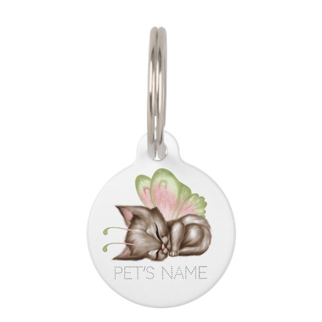 Schlafen Butterfly Kitten 1 Haustiermarke (Vorderseite)