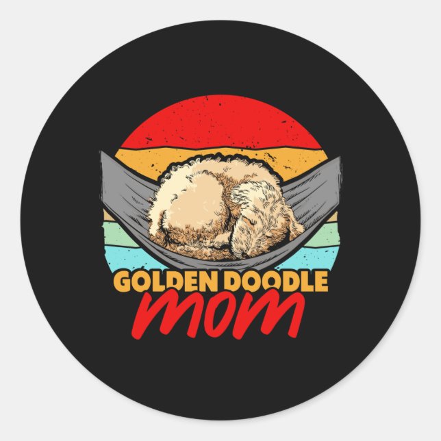 Schlafen Golden Doodle Mama Hund Lover Runder Aufkleber (Vorderseite)