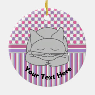 Schlafen Gray Cat Pattern Keramik Ornament