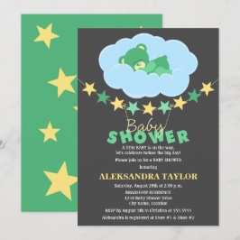 Schlafen Grüner Teddy Bär in Cloud Baby Dusche Einladung