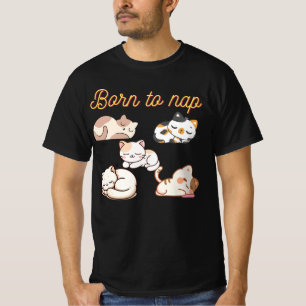 Schlafen Kawaii Cats Cartoon Design T - Shirt