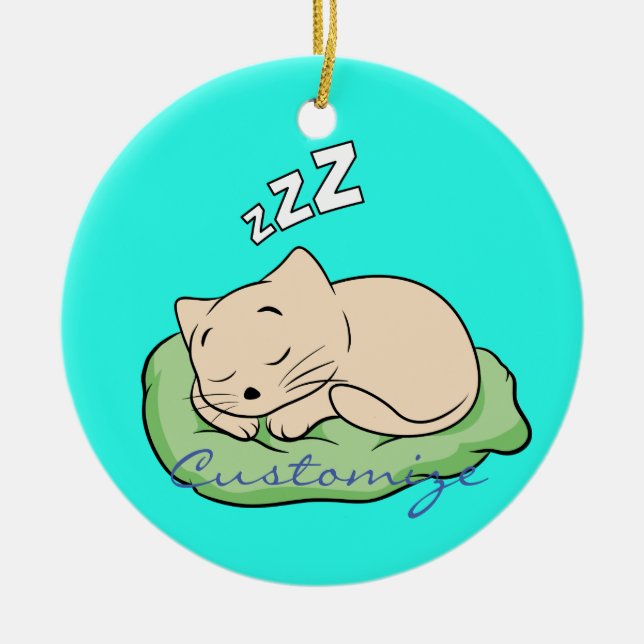 Schlafen Kitty Thunder_Cove Keramik Ornament (Vorne)