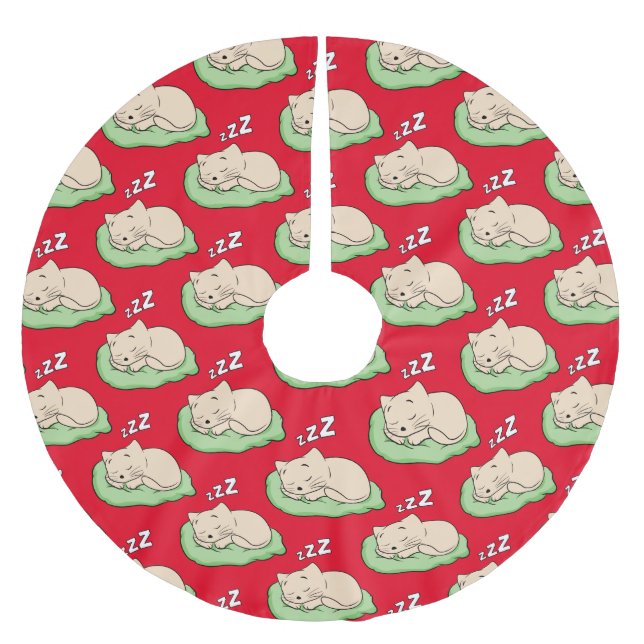 Schlafen Kitty Thunder_Cove Polyester Weihnachtsbaumdecke (Vorderseite)