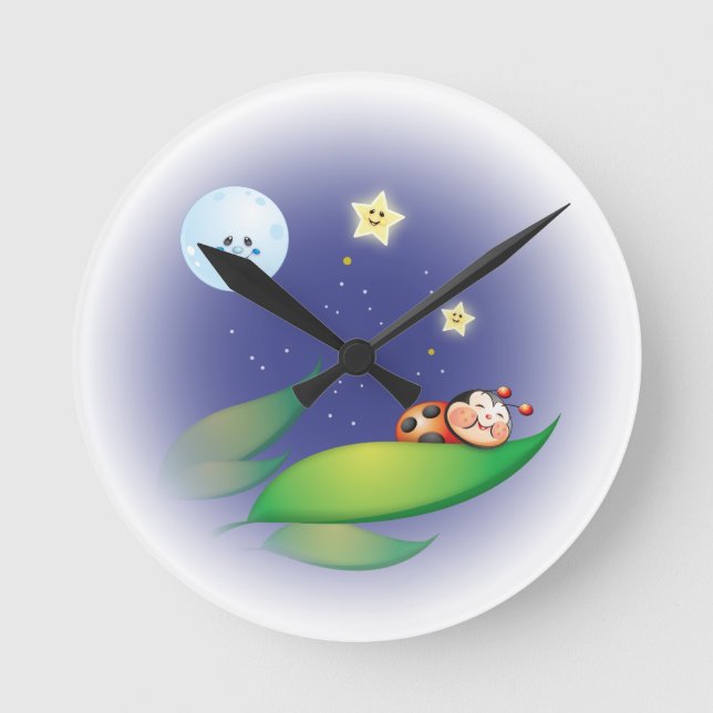 Schlafen Ladybug Wall Clock Runde Wanduhr (Vorderseite)
