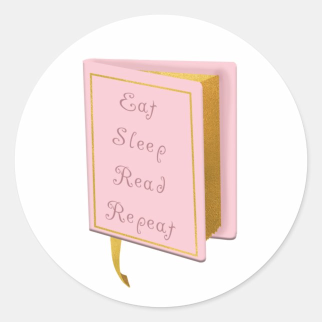 Schlafen Lesen Reape Literaturbuch Lover Pink Runder Aufkleber (Vorderseite)