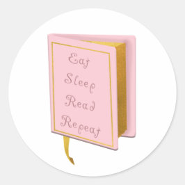 Schlafen Lesen Reape Literaturbuch Lover Pink Runder Aufkleber