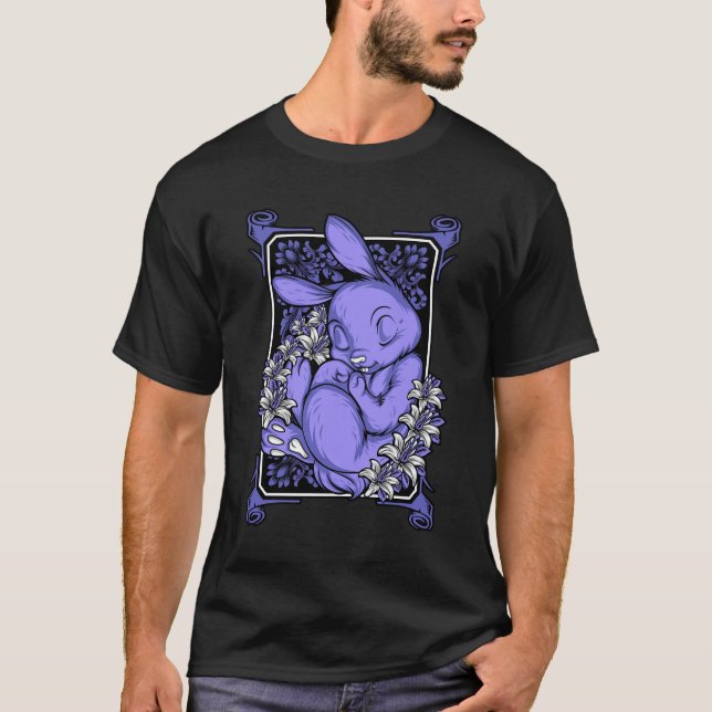 Schlafen Lila Bunny mit Lilie T-Shirt (Vorderseite)