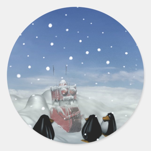 Schlafen mit dem Pinguinsticker Runder Aufkleber (Vorderseite)