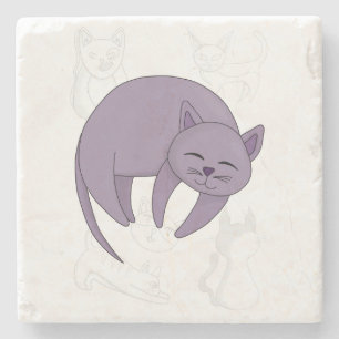 Schlafen mit grauem Katzen und Kletterdoodles Steinuntersetzer