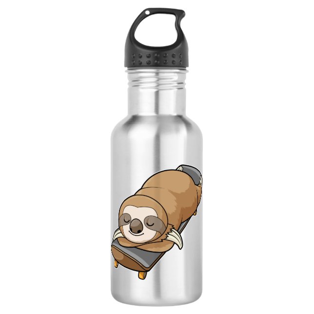 Schlafen mit Skateboard Edelstahlflasche (Vorderseite)